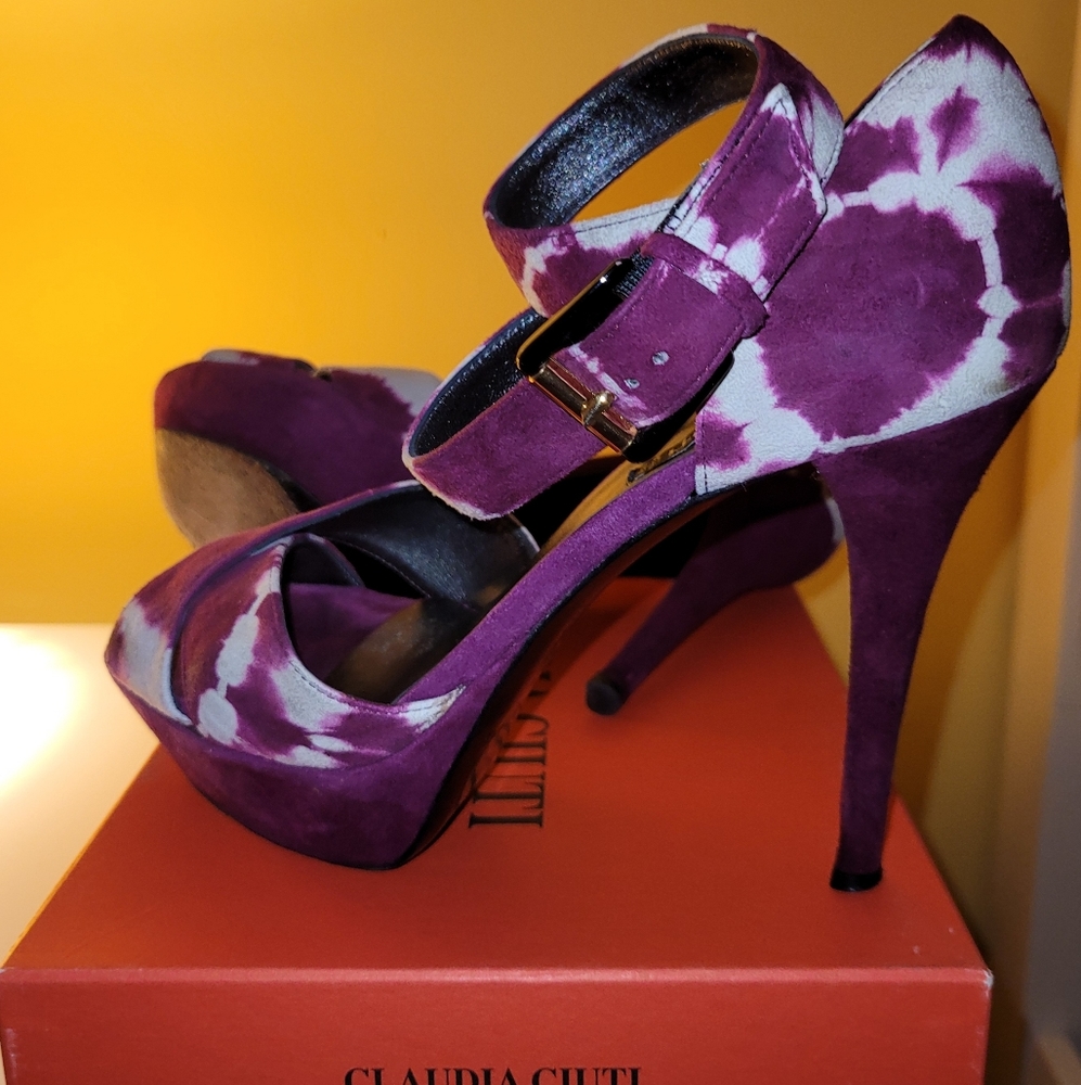 Berry/white high heel sandle